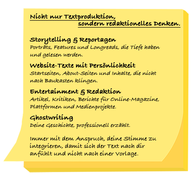 Notiz über meine Angebote